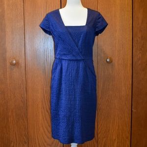Gorgeous blue cotton/silk sheath w/ cap sleeves